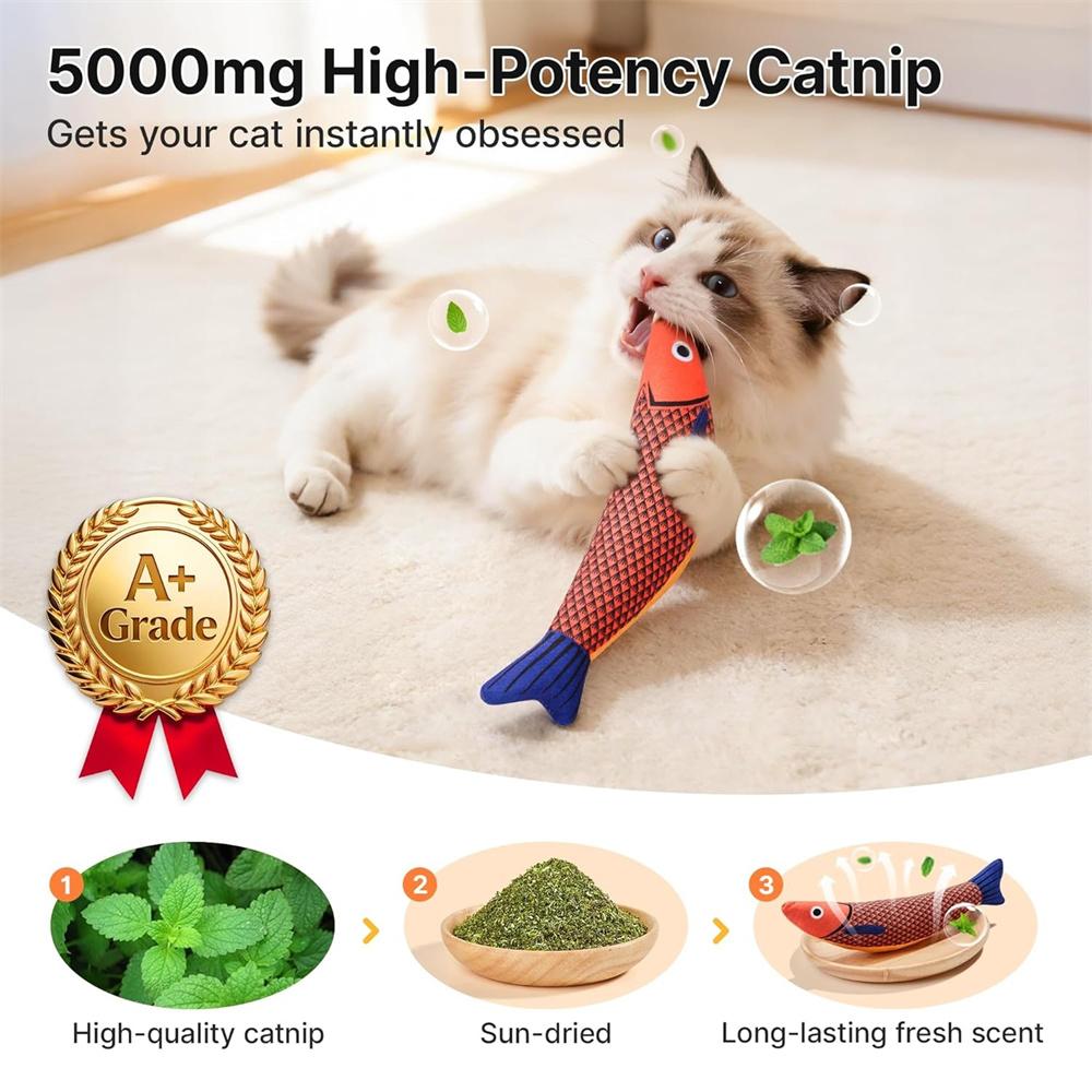 3 Creative Cat Toys, Fish-Shaped Design, Chew-Resistant, Catnip, Pet Chewing Toys, Pet Interactive Supplies, Small Cat Gifts