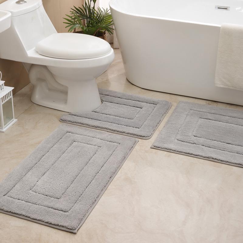 Absorbent Quick-Dry Bathroom Mat Set: 3-Piece Toilet & Washbasin Pads