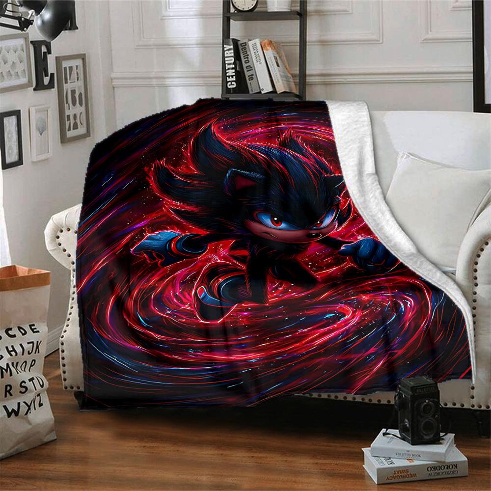 1 stuks Shadow Sonic Flanellen Deken, Zacht Huidvriendelijk met Digitale Print, Diverse Maten Verkrijgbaar voor Familie, Vrienden, Verjaardag