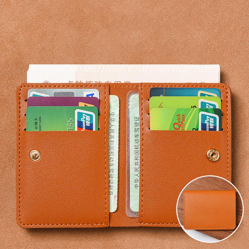 

Однотонный маленький кошелек из ПУ кожи для женщин, короткий простой женский кошелек на кнопках, ультратонкий чехол для кредитных карт, кошелек для монет коричневый