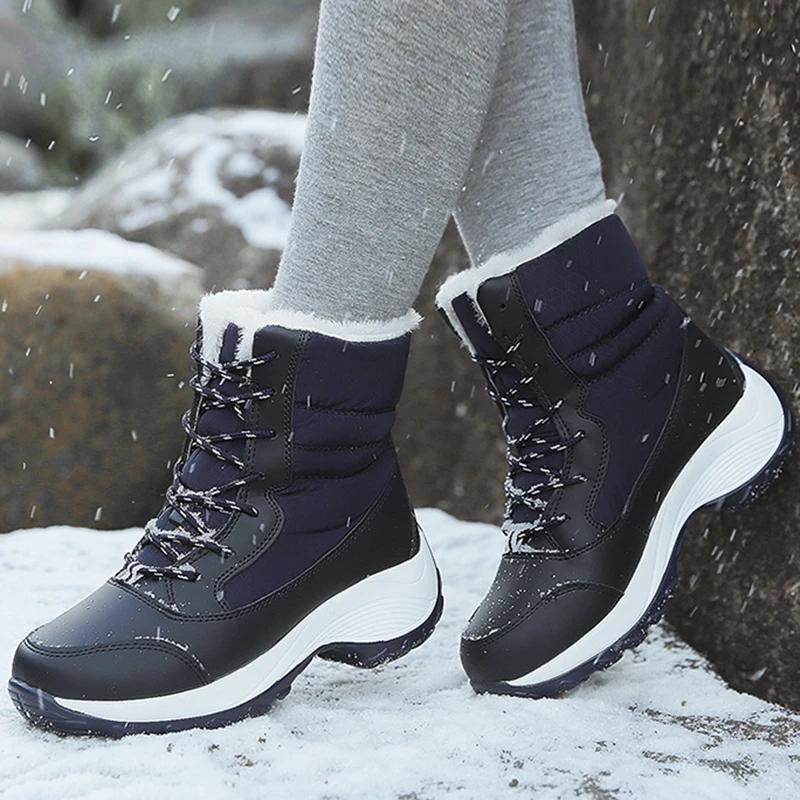 Women Platform Snow Boots Plush Keep Warm Women's Thigh High Boots Minimalism Winter Ankle Boots Comfortable Walking Sneakers