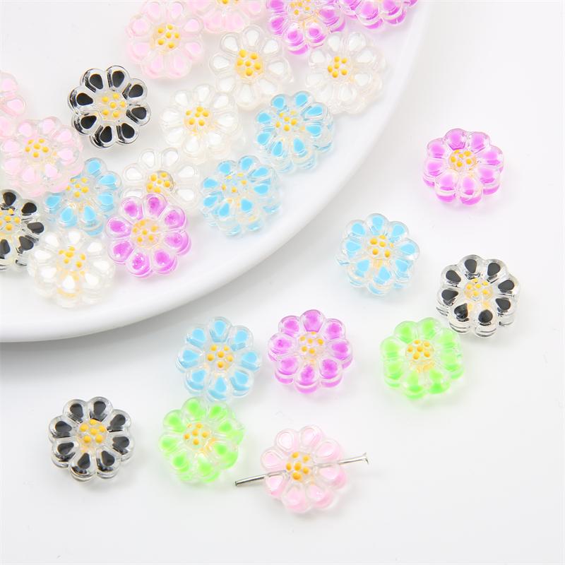 Crystal Glass Transparent Hand-painted Oil Dripping Flower Beads for DIY