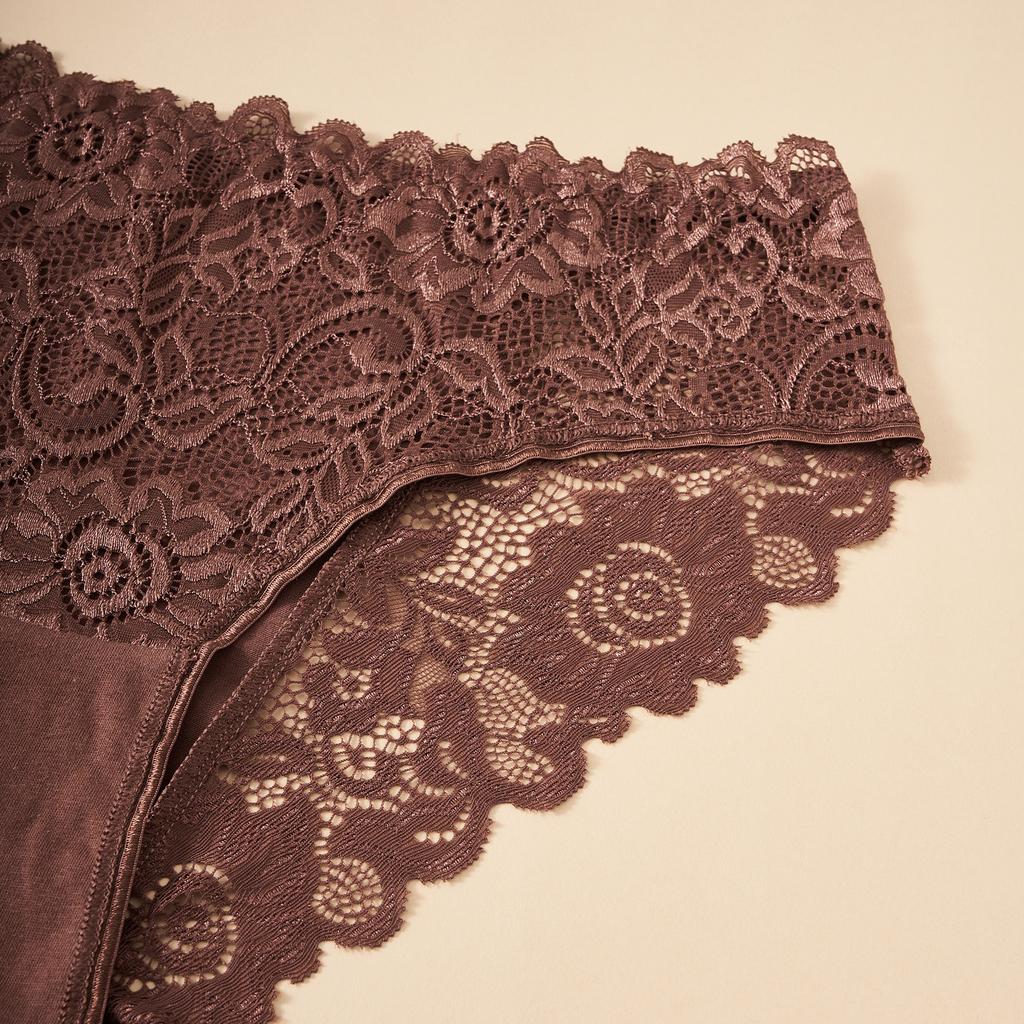 5 pezzi/set vendita calda nuovo cotone donna intimo elegante pizzo floreale mutandine traspiranti tinta unita scava sexy slip lingerie