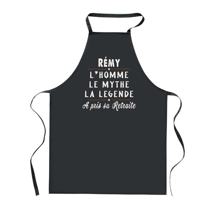 Tablier de cuisine - Rémy Retraite - Noir - Impression bretonne - Coton résistant
