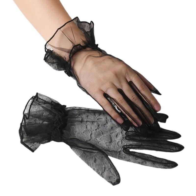 Wedding Gloves Proms Gloves Tulle Short Thin Gloves for Operas Women Lady Theme Proms Costume Accessories