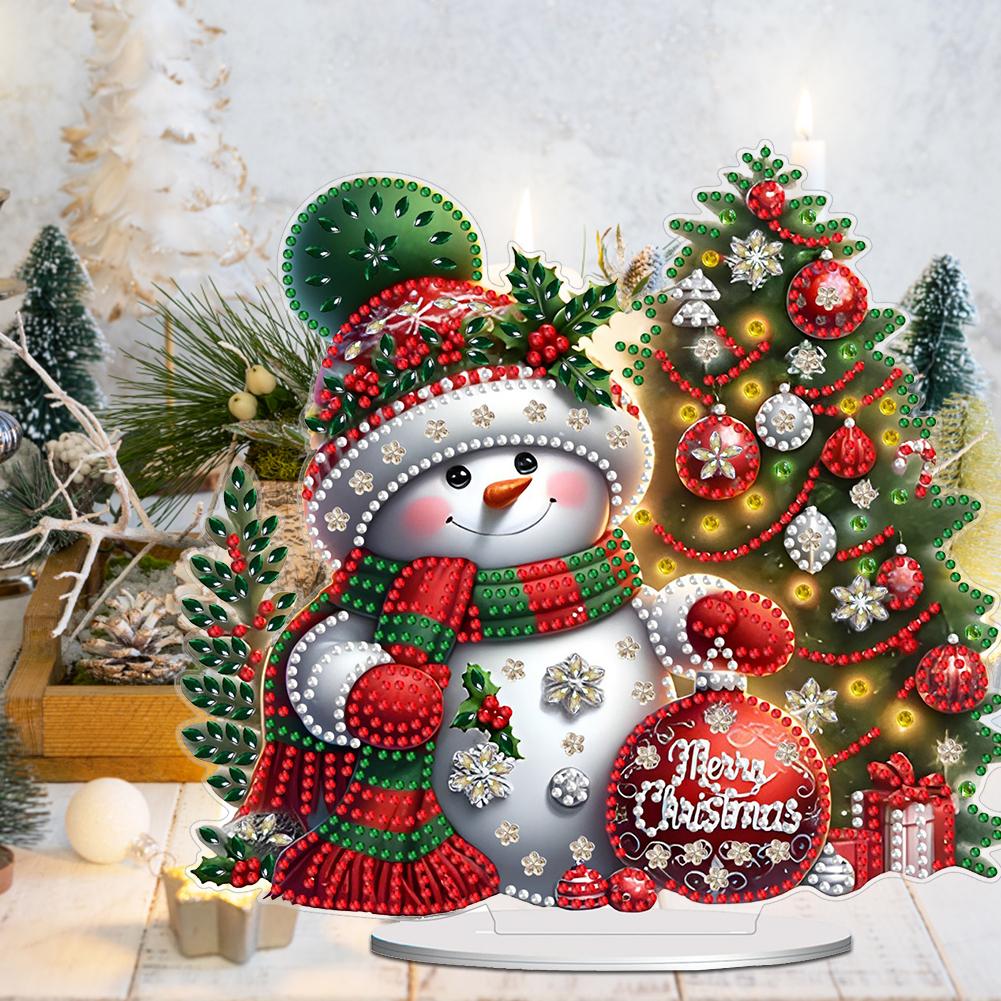 Christmas Snowman Diamond Painting Desktop Ornaments Kit Cute Diamond Painting Desktop Decorations For Home Office Desktop Decor