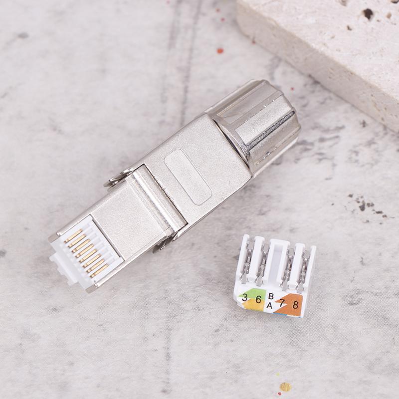 1Pc Rj45 Cat7 Connectors Tool-Free Reusable Shielded Ethernet Termination Field Modular Plugs 2000Mhz 40Gbps Lan Cable 22-26Awg