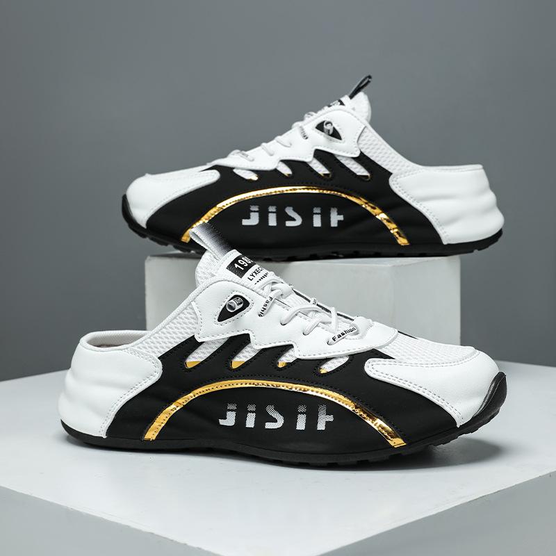 Large Size Spring and Summer New Bag Head Half Tray Men's Shoes One Pedal Mesh Breathable Casual Versatile Trendy Shoes