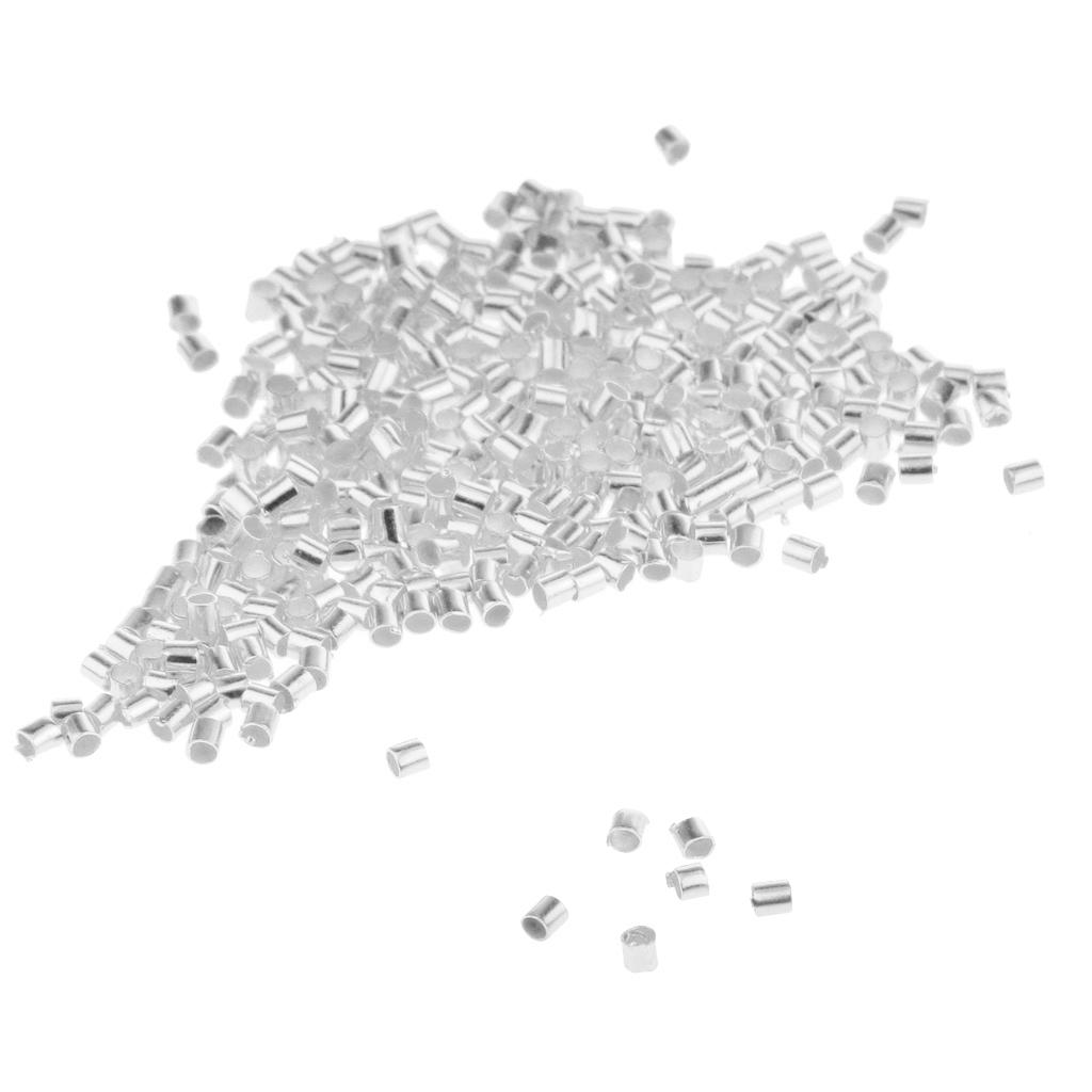 600 buc. margele de capăt ale tubului de sertizare placate cu argint 1.5*1.5MM