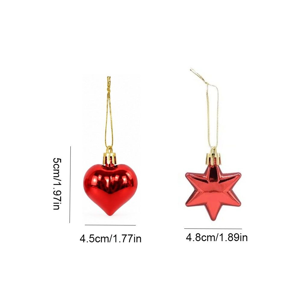 12Pcs Plastic Heart Shape Christmas Ball Matte Christmas Pendants Wedding