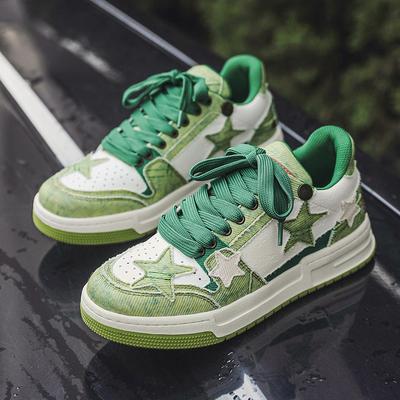 Avocado Green Star Board Shoes Original Design Sense Niche Couple Shoes Thick Sole Heightening Versatile Trendy Brand Men's Shoes