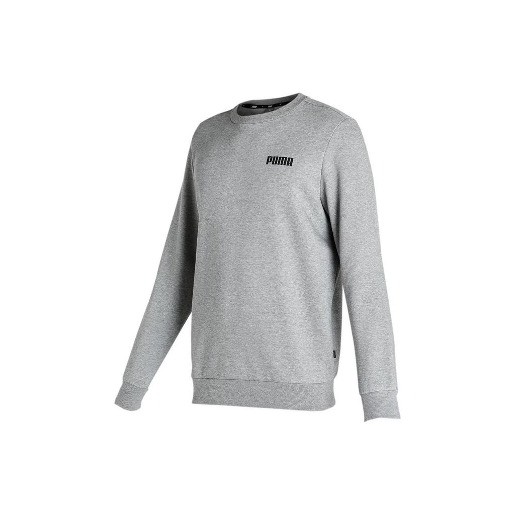 Puma Essentials Letter Print Crew Neck Fitted Embroidered Sweatshirt Men sweatshirt Gray 847460-03