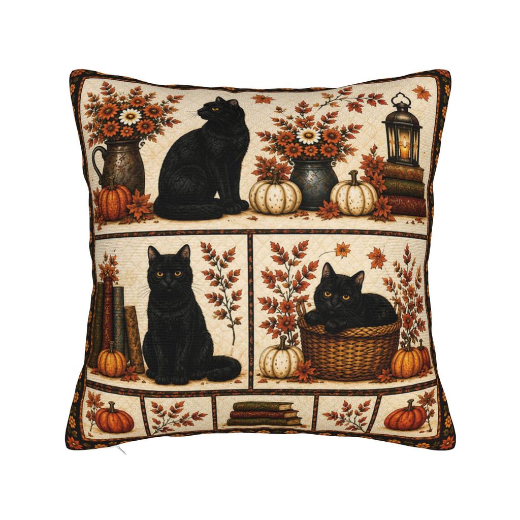 Halloween Black Cats Square Pillow Case Witchy Kitty Cushion Cover Awesome Zipper Decor Pillowcase for Home 40x40cm