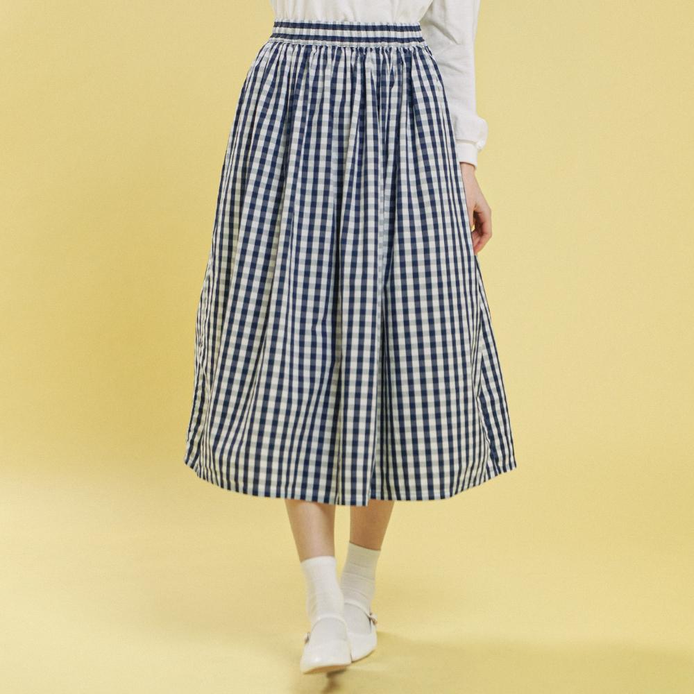 Chikita Shirred Skirt (Check) Navy 241404Cnv