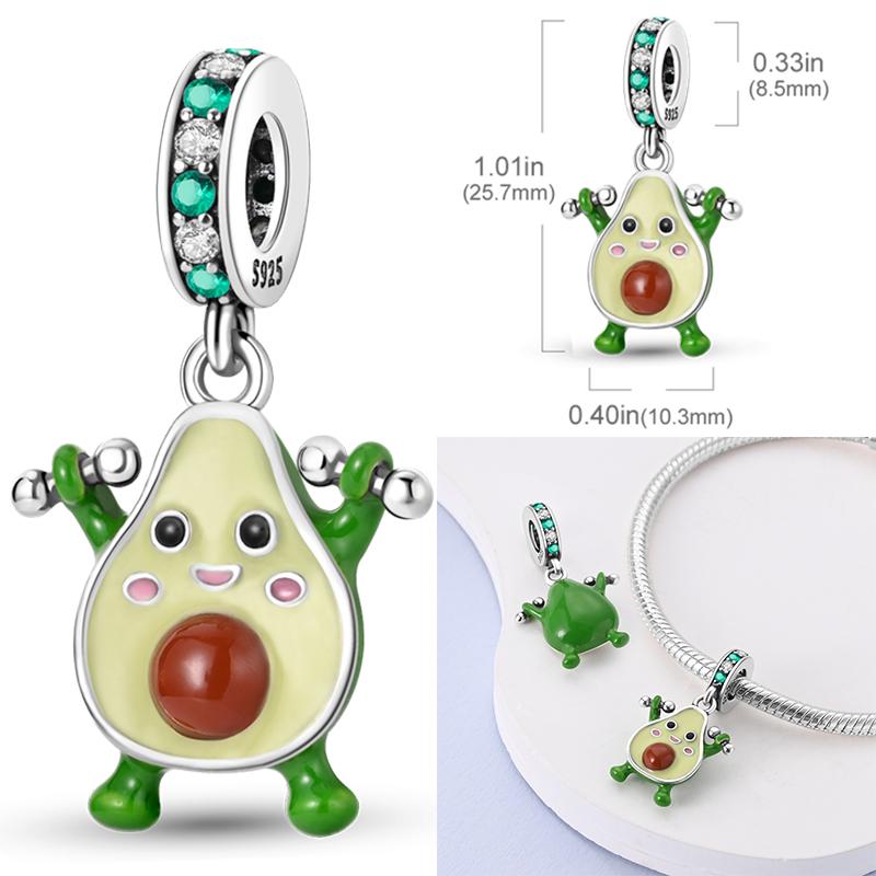 Copper Fruit Green Series Sisters Avocado Cactus Pineapple Strawberry Charms Pendant Charms Fit Bracelet Handmade Jewellery