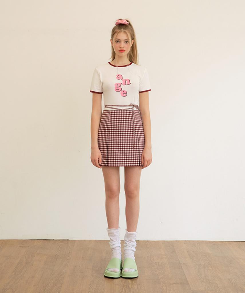 MARGARIN FINGERS Check Self String Skirt