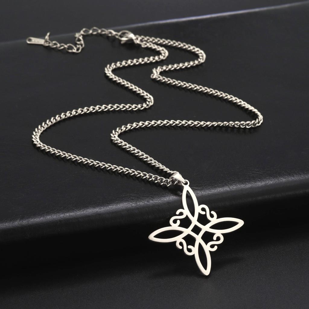 Celtic Knot Titanium Steel Pendant with Cutout Design Square Shape Food Grade Necklace for Women