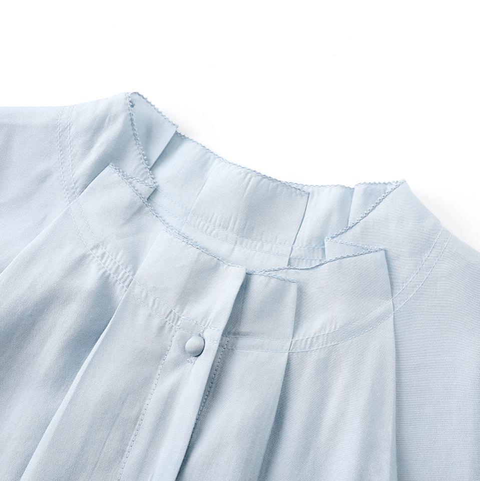 2026 Spring Women's Light Office French Stand Collar Blouse, Regular Shoulder, Small, C96C076A