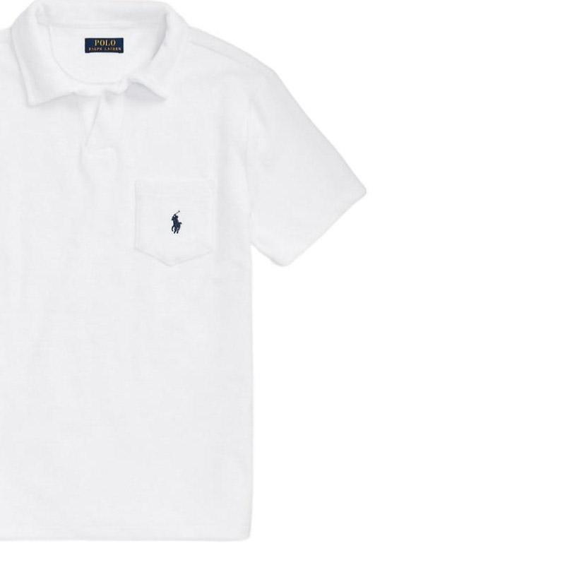Polo Ralph Lauren Solid Pattern Embroidered Pocket Short Sleeve Polo Shirt Men Tops White MNPOKNI1N822216-100