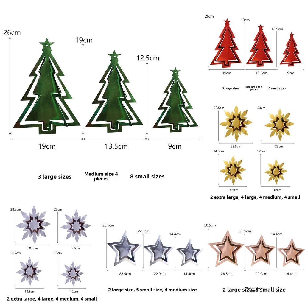 Christmas Holiday Scene Decorations Mini Snowflake Tree Star Festive Hanging Ornament