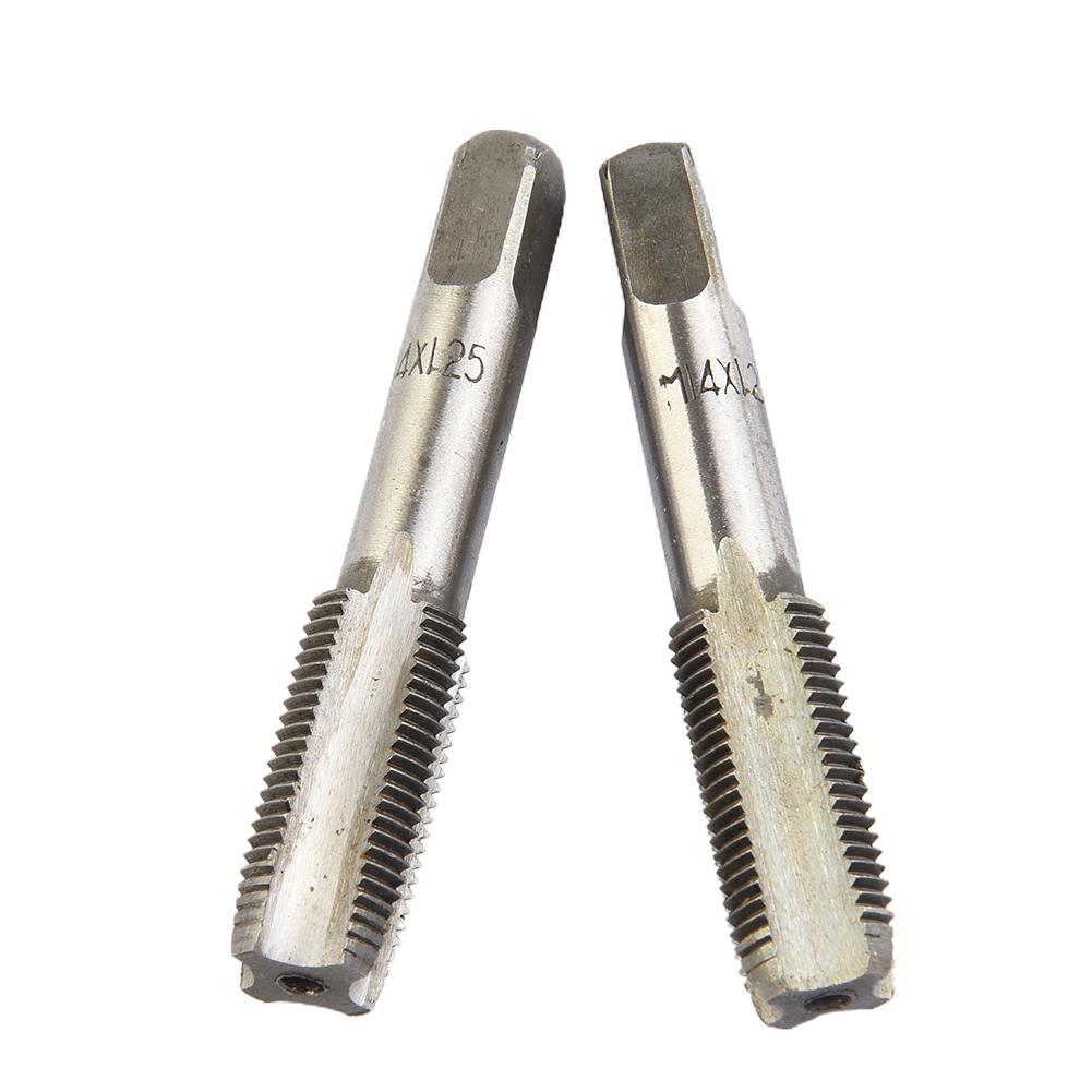 CNC-Maschinen-Gewindebohrer-Satz 14 mm x 1,25 metrisches Gewinde Rechts Werkzeuge Silber 2 Stück Nützlich