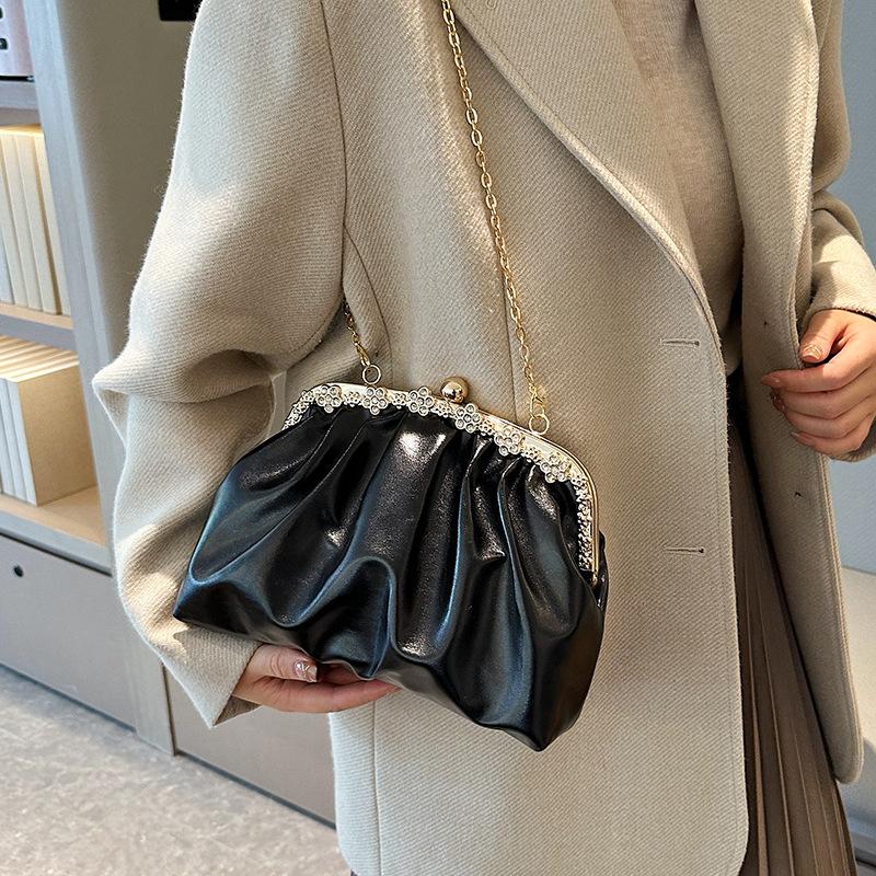 Sac à bandoulière messager moyen en cuir souple Symphony élégant et simple à clip portable, sac décontracté pour femmes, tempérament polyvalent