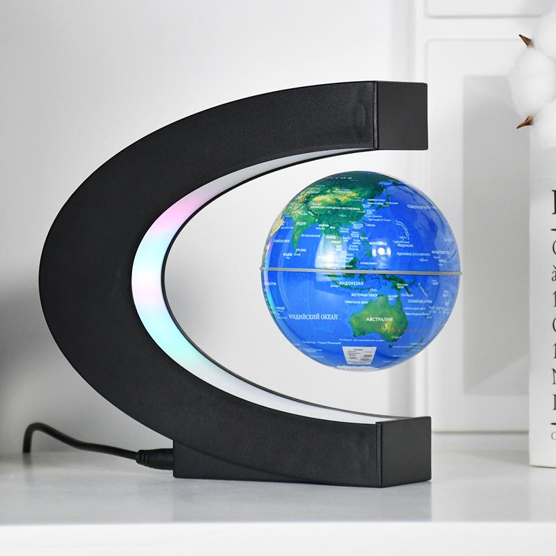 Russian-Style Rotating Magnetic Levitation Earth Lamp - Tech-Inspired Office Decoration