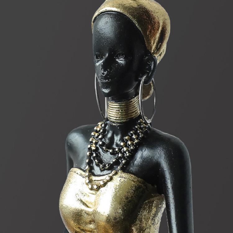 Resins Figure of African Black Woman Sculpture for Adding Cultural Touch to Interior