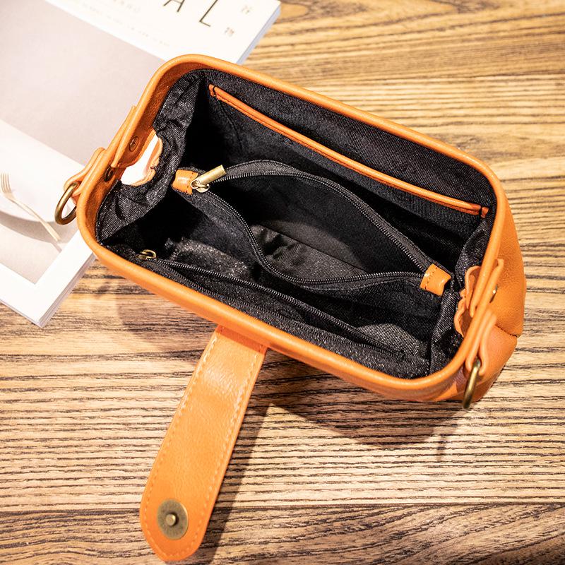 2025 Summer Women's Soft Leather Gold Shell Messenger Bag - Retro Style for Trendy Taiwanese Fashion