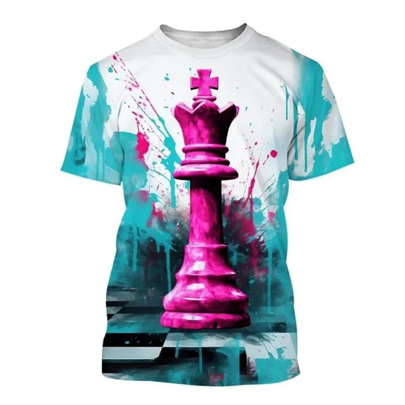 Chess 3D Graphic Print T-shirt For Men Women Casual Tops Clothes Comfortable Streetwear O-Neck Short Sleeve Oversize Tees Tops