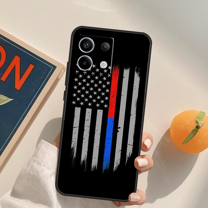 Police Thin Blue Line Flag Funda For Xiaomi Redmi Note 14 Pro 9 10 11 12 13 Pro 10S 11S 12S Redmi 10C 12C 13C 14C Case