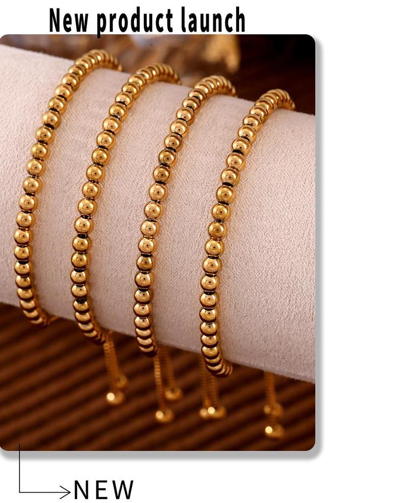 Qiong Yao Luxurious 4mm Stainless Steel Bead Bracelet for Women – Versatile and Elegant Design