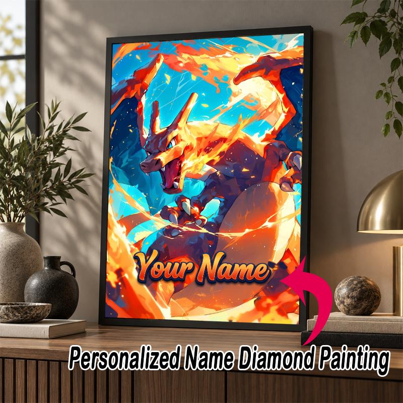 Personalized Charizard Diamond Art Custom Name 5D Diamond Painting Full Drill DIY Craft
