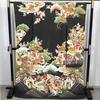 Used 606aa20Antique kimono, furisode, five crests, wave and imperial carriage, retro modern, Taisho Roman, Showa retro, Japanese and Western MIXGood
