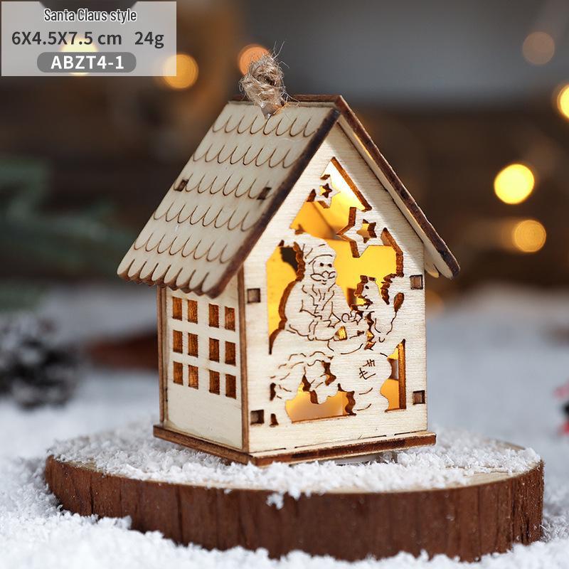 Ornamente creative pentru pomul de Crăciun: Decorațiuni casă din lemn luminoase LED