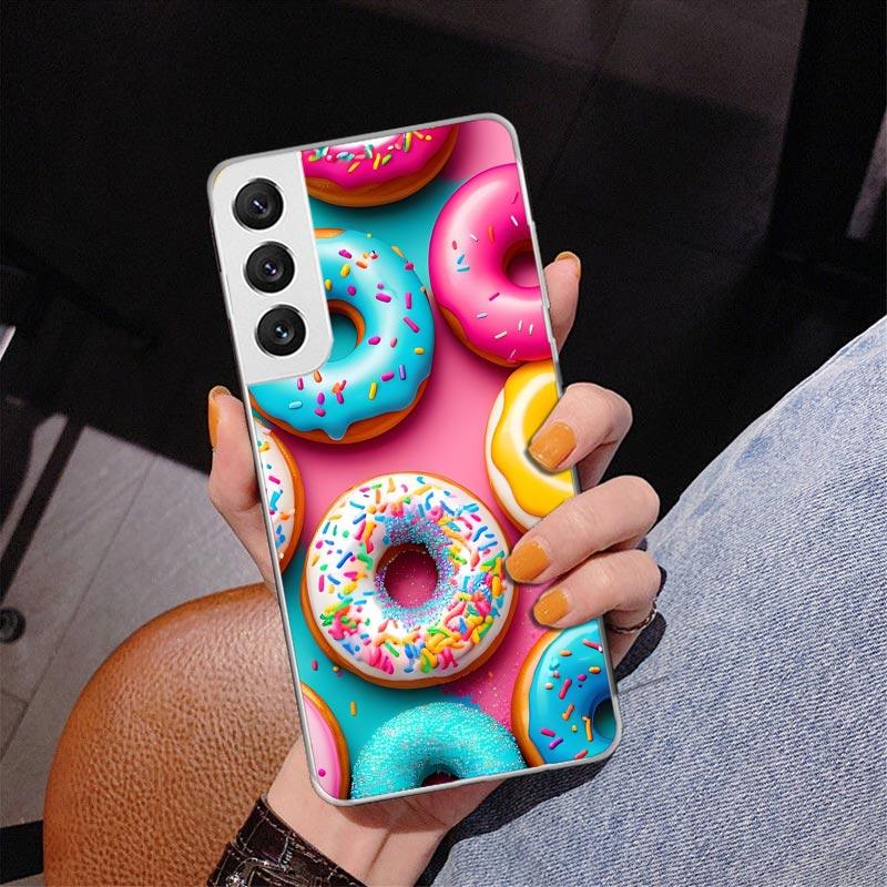 Macaron Eiscreme Kuchen Donut Handyhülle Für Samsung Galaxy S24 S25 Edge S26 Ultra S23 S22 S21 Plus S20 FE + Personalisierter Aufdruck