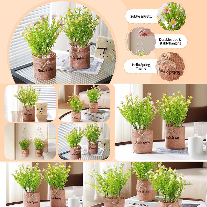 1Pc Potted Plant Northern Europe Simulated Flower Holiday Gifts Weave Modern Simplicity Hangings Home Decoration Plastic