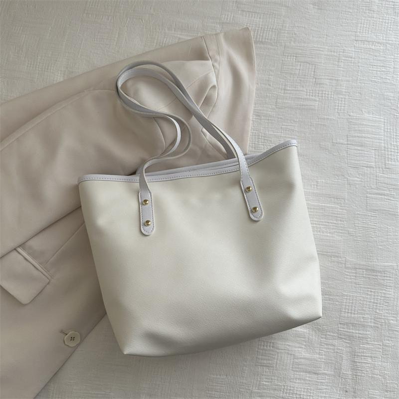 Fashionable Black Pu Leather Tote Bag For Women Summer 2024 Simple And Chic Design