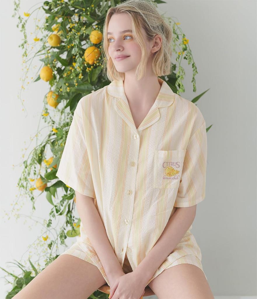 Peach John Easy Shirt One Summer Pajamas, Lemon, Size, Loungewear, Comfortable, Breathable, Non-sticky, Stylish, Cute,