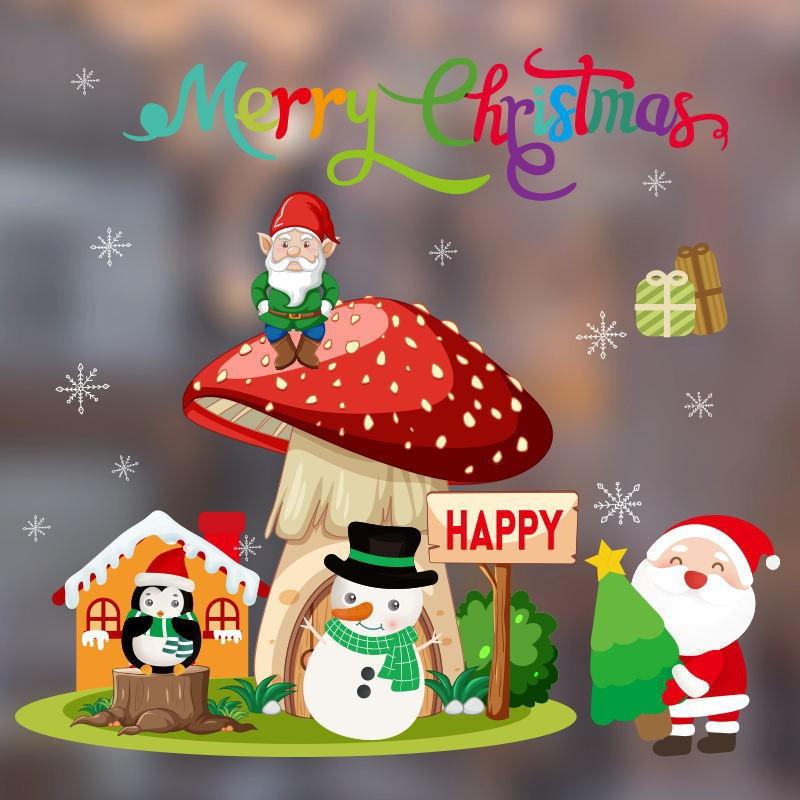 New Pvc Christmas Static Cling Window Decor Featuring Festive Santa Claus Design