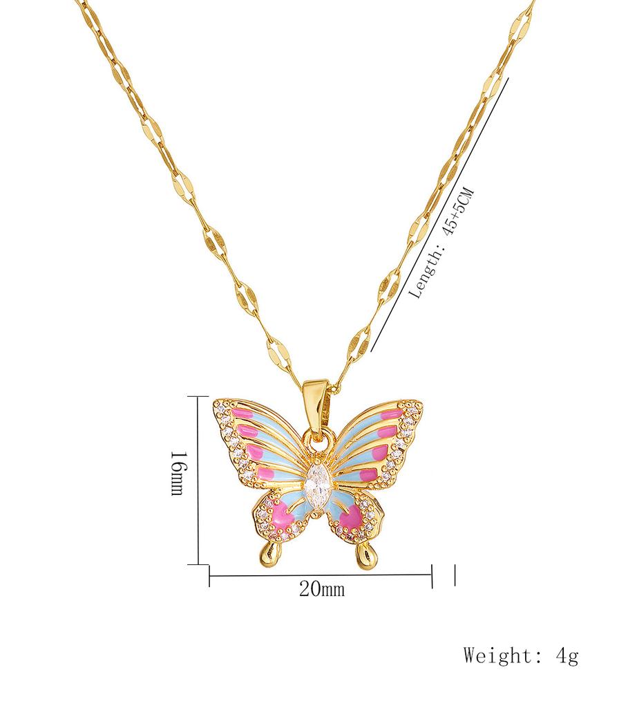 Elegantes Schmetterlings-Halsketten für Damen Modisch Einfach Trendig High-End Edelstahl Anhänger Leichter Luxus Schmuck