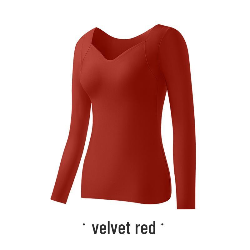 Hyaluronic Acid Skin-Beautifying Long Sleeve Top with Chest Pads - Warm, Seamless Base Layer for Autumn and Winter