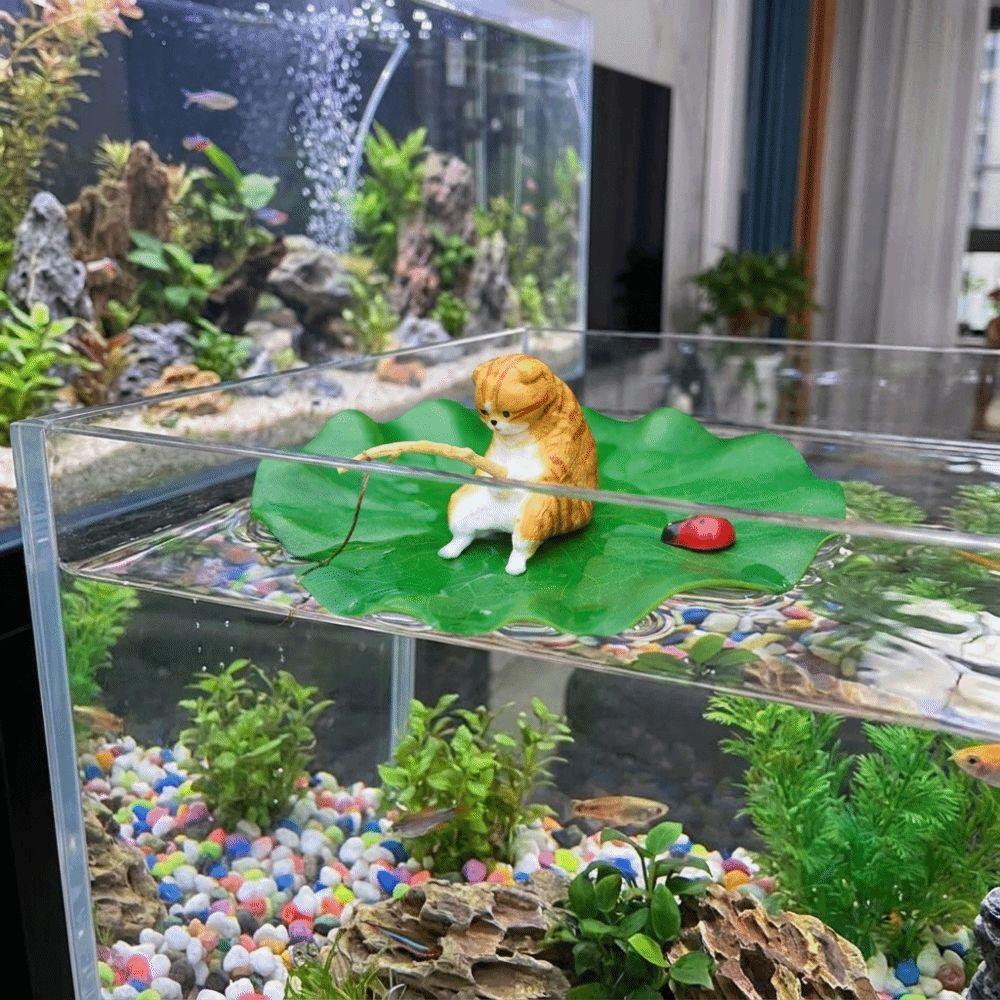 Lotus Leaf Fishing Cat Decoration Miniature Aquarium Landscaping Home Aquarium