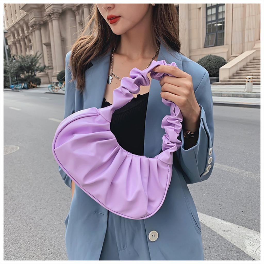 Bag Girl, Korean Version One Shoulder Dumpling Bag, French Bag, Fashionable Cloud Bag, Pleated Handbag, Armpit Bag