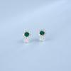 Zhou Hengfu S925 Sterling Silver Emerald Earrings - European & American Simple Fashion Light Luxury