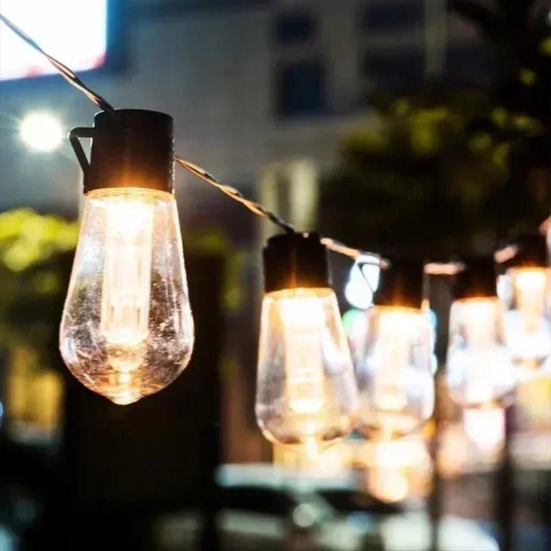 Solar Bulb String Light Outdoor LED Shatterproof Waterproof Lights Hanging Garden Decor For Gazebo Patio Party Wedding