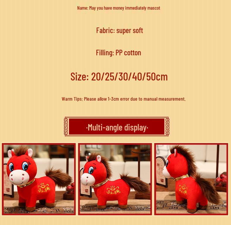 Year of the Horse Zodiac Plush Doll - Red Festive Wedding & Company Gift Ornament