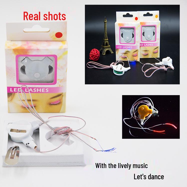 LED Luminous False Eyelashes & Double Eyelid Stickers - Handmade for Halloween & Nightclub Parties