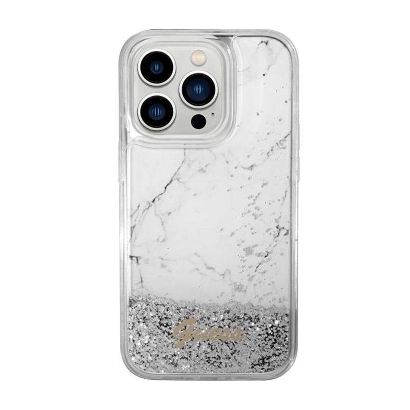 Guess Liquid Glitter Marble - Etui Iphone 14 Pro (Biały)
