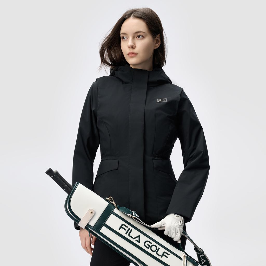 Fila Warm Casual Hooded Two-Piece Down Jacket Women Outerwear Deep-Black A11W445919FBK